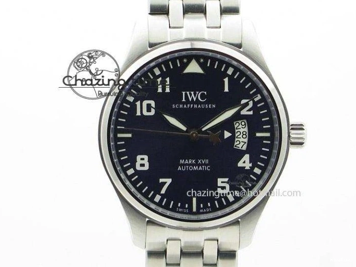 MIROTIME 0506 Vibrant Mark XVIII IW327001 SS M+F 1:1 Best Edition Black Dial on Black Leather Strap A 7055